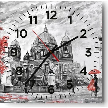 Hodiny Kuchyňské nástěnné hodiny 30x30 Město Skleněné hodiny do obýváku Moderní Tiché