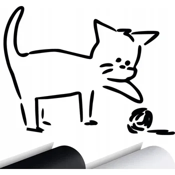 Samolepicí dekorace na vozidlo NÁLEPKA na auto - kočka kotě s klubíčkem vlny, 15x11 cm
