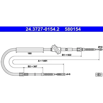 Lanko parkovací brzdy Tažné lanko, parkovací brzda ATE 24.3727-0154.2