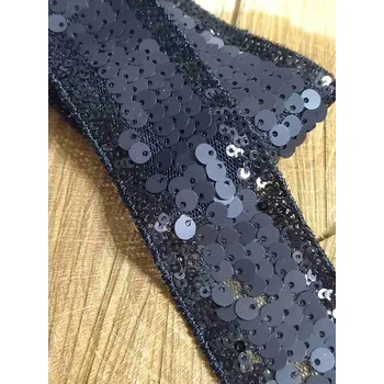 Krajka Flitrový prýmek šíře 35 mm barva černá