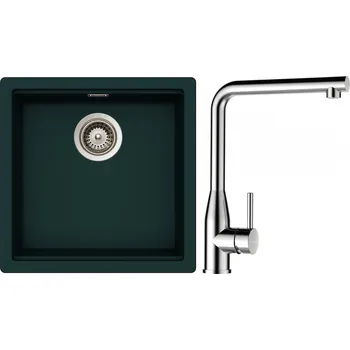 Granitový dřez Set Schock S27-12 (dřez Kiruna N-100 Ivy + baterie Keto Masivní nerezová ocel + komponenty Nerez)