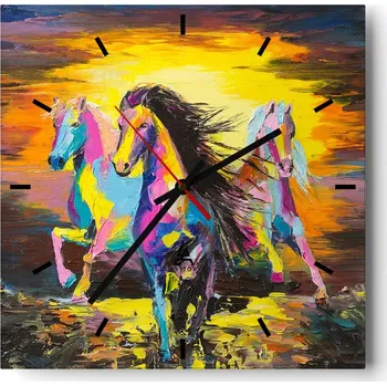 Hodiny Velké nástěnné hodiny 40x40 cm Zvířata Skleněné tiché hodiny