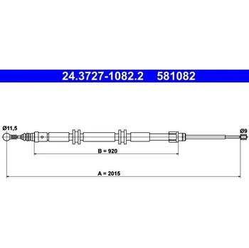 Lanko parkovací brzdy Tažné lanko, parkovací brzda ATE 24.3727-1082.2