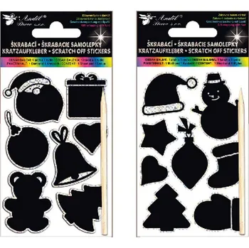 Vánoce Anděl Dekorativní škrabací samolepky - VÁNOČNÍ