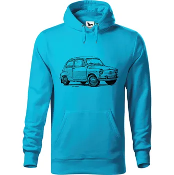 Dámská mikina Mikina - Fiat 600D Barva: Modrá - tyrkysová (44), Velikost: S, Střih: Pánské