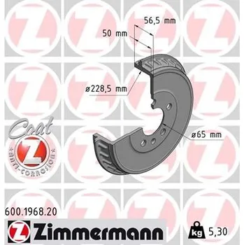 Brzdový buben Brzdový buben ZIMMERMANN 600.1968.20