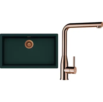 Granitový dřez Set Schock S29-19 (dřez Kiruna N-100XL Ivy + baterie Keto.120 Měď + komponenty Měď)
