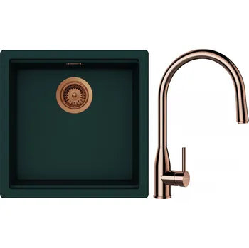 Granitový dřez Set Schock S27-9 (dřez Kiruna N-100 Ivy + baterie Kavus.120 Měď + komponenty Měď)