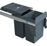 Výsuvný odpadkový 2-koš s úchyty dvířek, 2x11 l, K30 antracit