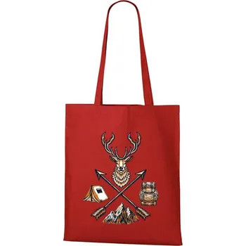 DOBRÝ TRIKO Nákupní taška s potiskem Jelen a šípy Barva: Červená