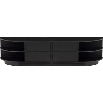 Televizní stolek Černý modulární TV stolek z borovicového dřeva 156x40 cm Finca – WOOOD ID_1661246