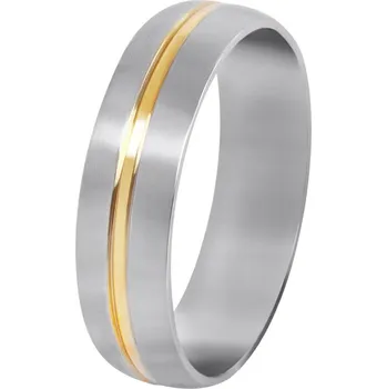 Prsten Troli Ocelový snubní prsten se zlatým proužkem 49 mm + 2 měsíce na vrácení zboží