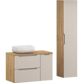 Koupelnový nábytek Koupelnová sestava Luxor Beige 90 cm s umyvadlem a skříňkami béžová/dub olejovaný