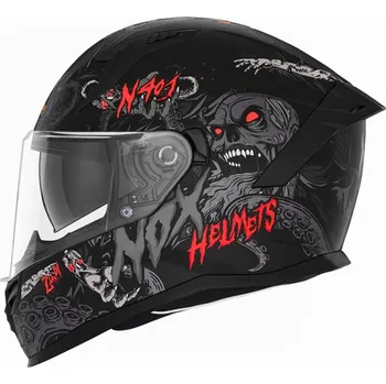 Helma na motorku Helma NOX N401 ZUMBI černá matná/červená - XS