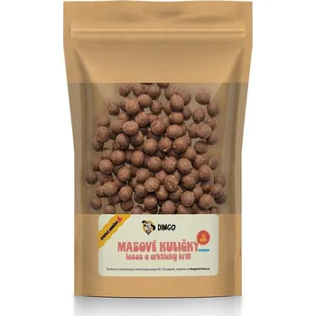 Pamlsek pro psa DINGO masové kuličky losos a arktický krill 12mm, 150g