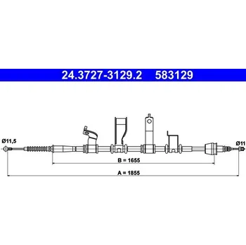 Lanko parkovací brzdy Tažné lanko, parkovací brzda ATE 24.3727-3129.2