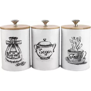 Dóza na potraviny SADA 3 KUCHYŇSKÝCH NÁDOB NA KÁVU ČAJ A CUKR DA256