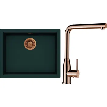 Granitový dřez Set Schock S28-19 (dřez Kiruna N-100L Ivy + baterie Keto.120 Měď + komponenty Měď)