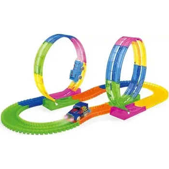 autíčko Zaparkorun Svítící autodráha - šířka 6 cm - 121 dílků + 1x autíčko