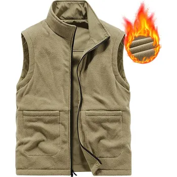 Pánský zimní kabát Pánská vesta DIMU264 Barva: Khaki, Velikost: 4XL