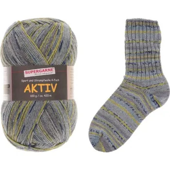 Supergarne Ponožková příze Aktiv 4-nitka –⁠⁠⁠⁠⁠⁠ Cloudy Vzor: 35 glacier