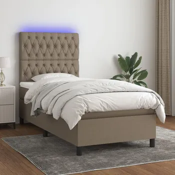 Ložnice vidaXL Box spring postel s matrací a LED 100x200 cm textil [3135094] Barva: taupe