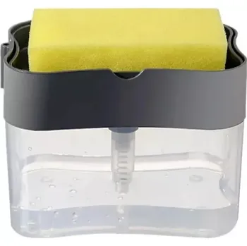 Dávkovač mýdla Dávkovač saponátu na nádobí 385 ml + houbička - černý