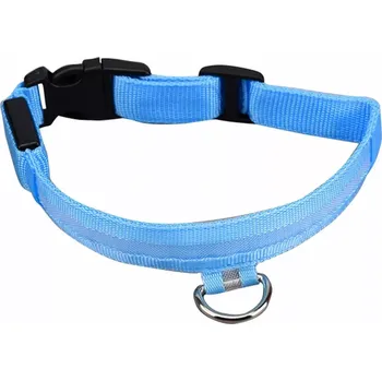 Obojek pro psa LED SVÍTÍCÍ OBOJEK 34-42cm MODRÝ AG232A