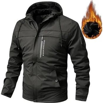 Pánský zimní kabát Zimní bunda na hory, zateplená s kapucí Barva: Černá, Velikost: XS