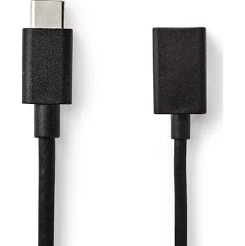 Datový kabel Nedis CCGB61710BK02 - USB 3.0 Kabel | Typ-C Zástrčka - A Zásuvka | 0,15 m | Černá barva