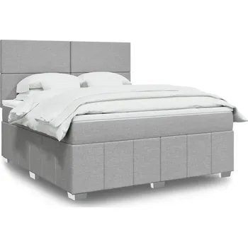 Postel vidaXL Box spring postel s matrací 180x200 cm textil [3291742] Barva: světle šedá