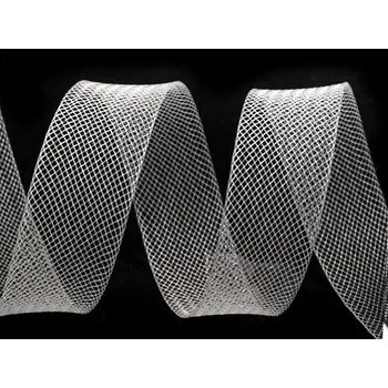 Modistická krinolína na vyztužení šatů a výrobu fascinátorů šíře 2,5 cm, barva 1 (CC33) transparent