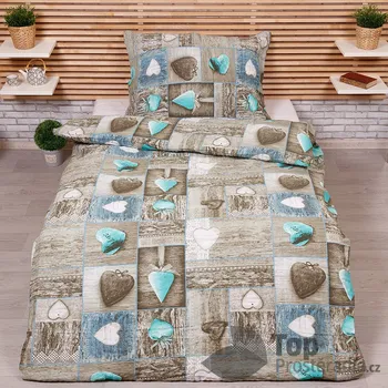 Povlečení Krepové povlečení STANDARD 140x200+70x90 Romantika tyrkys