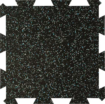 Rohožka Černo-bílo-modrá gumová podlahová deska (puzzle - střed) FLOMA FitFlo SF1050 - délka 50 cm, šířka 50 cm, výška 1,6 cm