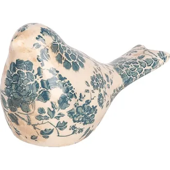 Keramická dekorace ptáček se zelenými květy Tien French S - 16*7*9 cm