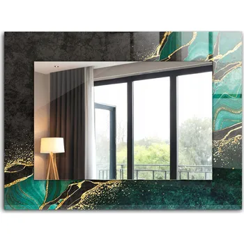 Zrcadlo Dekorativní nástěnné zrcadlo s potiskem dekor Zelená abstrakce 80x60 cm