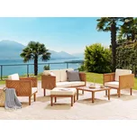 Zahradní sedací souprava světlé akáciové dřevo krémově bílé polštáře 4místná moderní design zahrada terasa Beliani