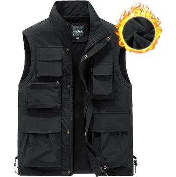 Pánský zimní kabát Pánská vesta DIMU237 Barva: Khaki, Velikost: 4XL