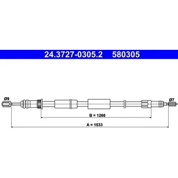 Lanko parkovací brzdy Tažné lanko, parkovací brzda ATE 24.3727-0305.2