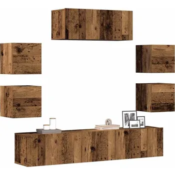 Obývací stěna vidaXL 7dílný set TV skříněk dřevotříska [3329013] Barva: Staré dřevo