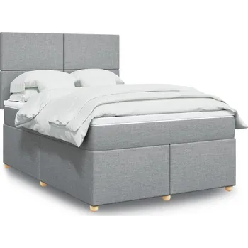 Postel vidaXL Box spring postel s matrací 160x200 cm textil [3291328] Barva: světle šedá