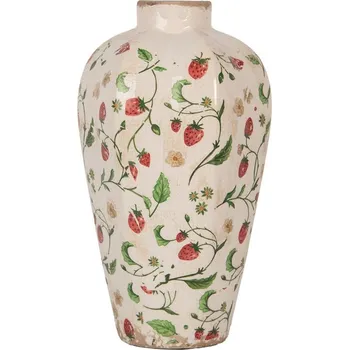 Váza Béžová keramická váza s jahůdkami Wild Strawberries S - Ø 17*29 cm