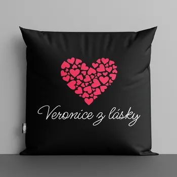 Dekorativní polštářek Polštář z lásky s vlastním jménem černý