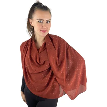Šátek Dámský šátek 90 x 175 cm Ozdobné kamínky - tmavý bronz