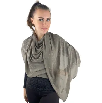 Dámský šátek 90 x 175 cm Ozdobné kamínky - tmavě béžový