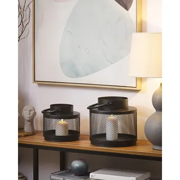 Lucerna Lucerna černá kovová 19 cm minimalistický svícen industriální styl designový doplněk Beliani