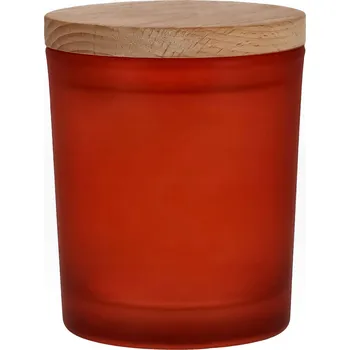 Sklenice Nádoba sklenice na svíčky 320 ml s víkem ze dřeva