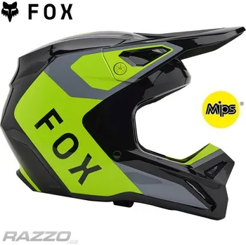 Helma na motorku MX helma FOX V1 Lean Helmet Grey Yellow 2025 L