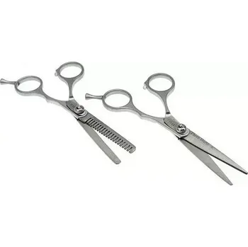 Kadeřnické nůžky SADA 2KS KADEŘNICKE A HOLIČSKÉ EFILAČNÍ NŮŽKY