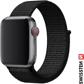 Řemínek na hodinky Řemínek SWISSTEN Nylon pro Apple Watch 49mm / 46mm / 45mm / 44mm / 42mm - nylonový - černý